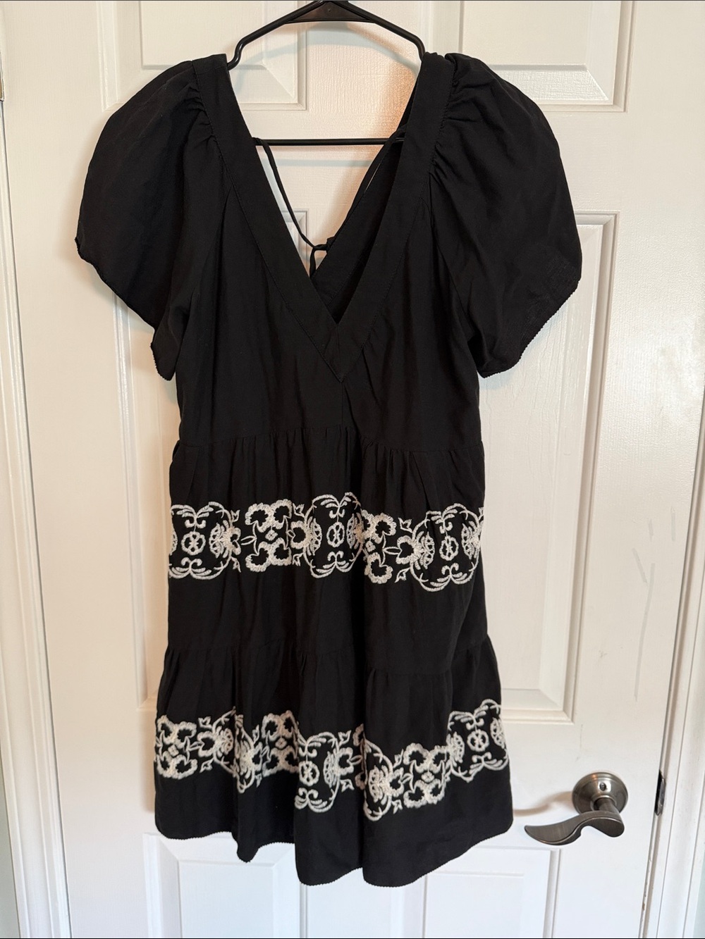Old Navy Black Dress with White Embroidered Bands